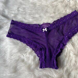 NWOT Victoria's Secret Vintage Purple Lace Fishnet Lace-Up Corset Cheeky LARGE